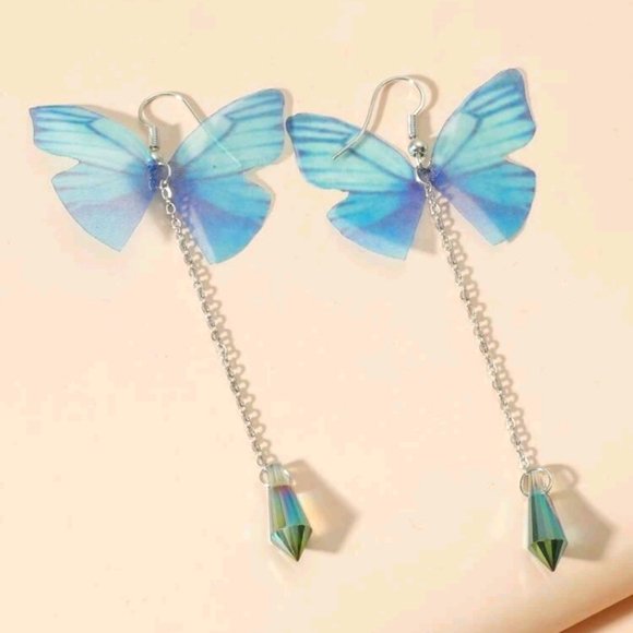 Crystal Butterfly Earrings - Picture 1 of 5